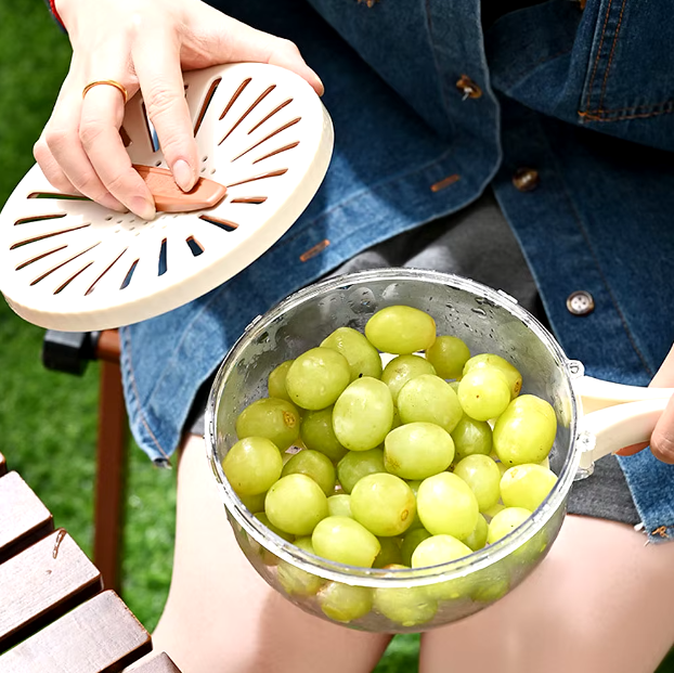 Fruit and Vegetable Washing Basket with Folding Handle