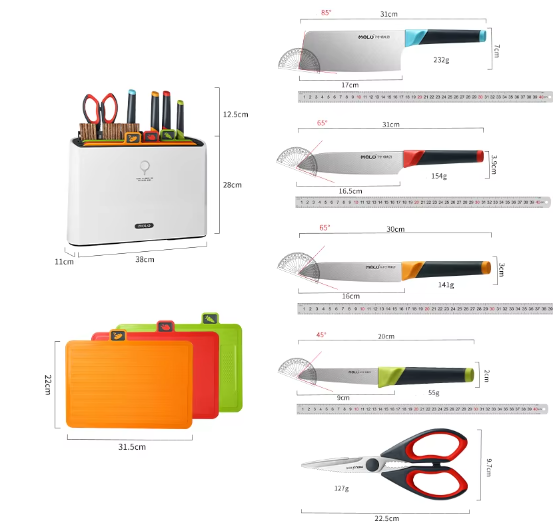 All in 1 Kitchen chopping board and knife Set